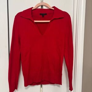 Banana Republic Red V-Neck Collared Sweater